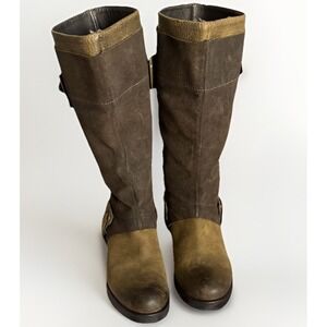 Vera Wang Essie Harness Moto Boots Brown Leather Made in Italy Women's 6.5